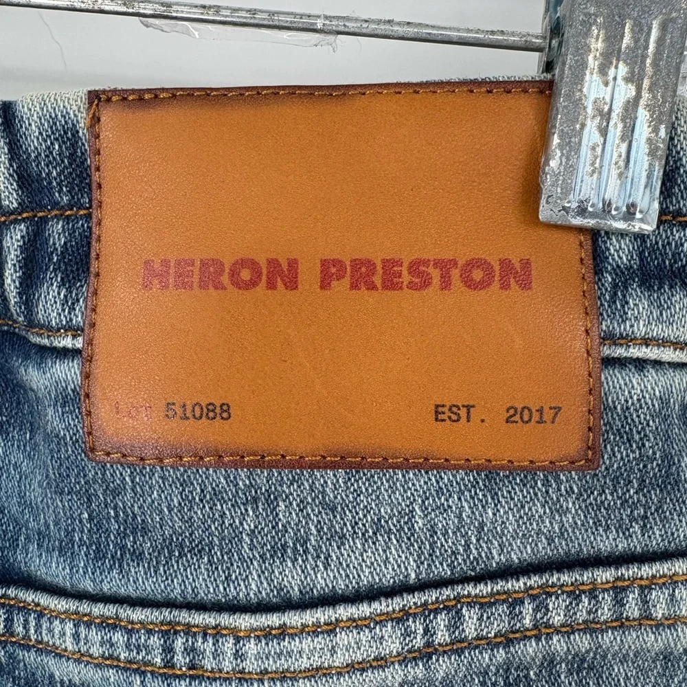 HERON PRESTON Elastic Band Jeans Ex-Ray Washed Indigo Size 32 - Picture 10 of 13